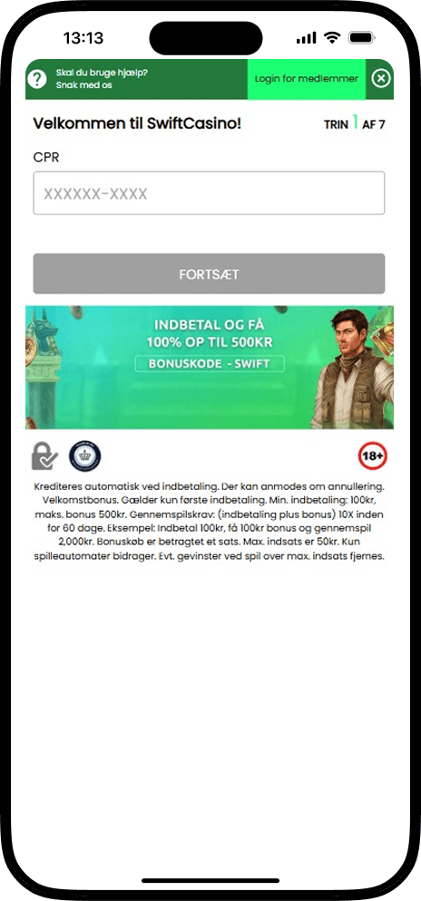 Swift Casino Registrer